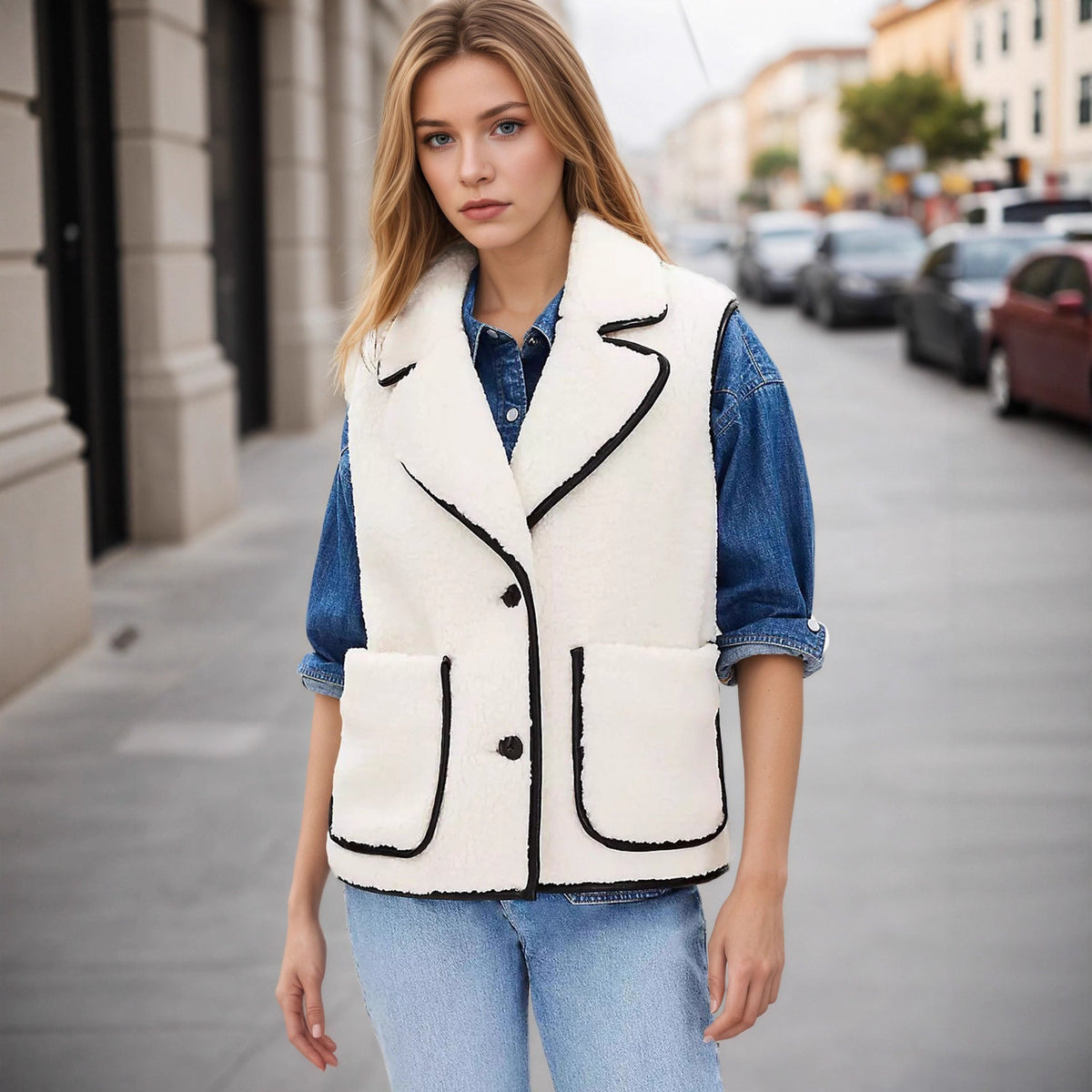 Women's Textured Gilet | Elegant & Versatile