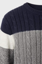 Men's Cable Sweater | Colorblock Panels