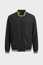Men's Bomber Jacket with Zip and Stand-Up Collar