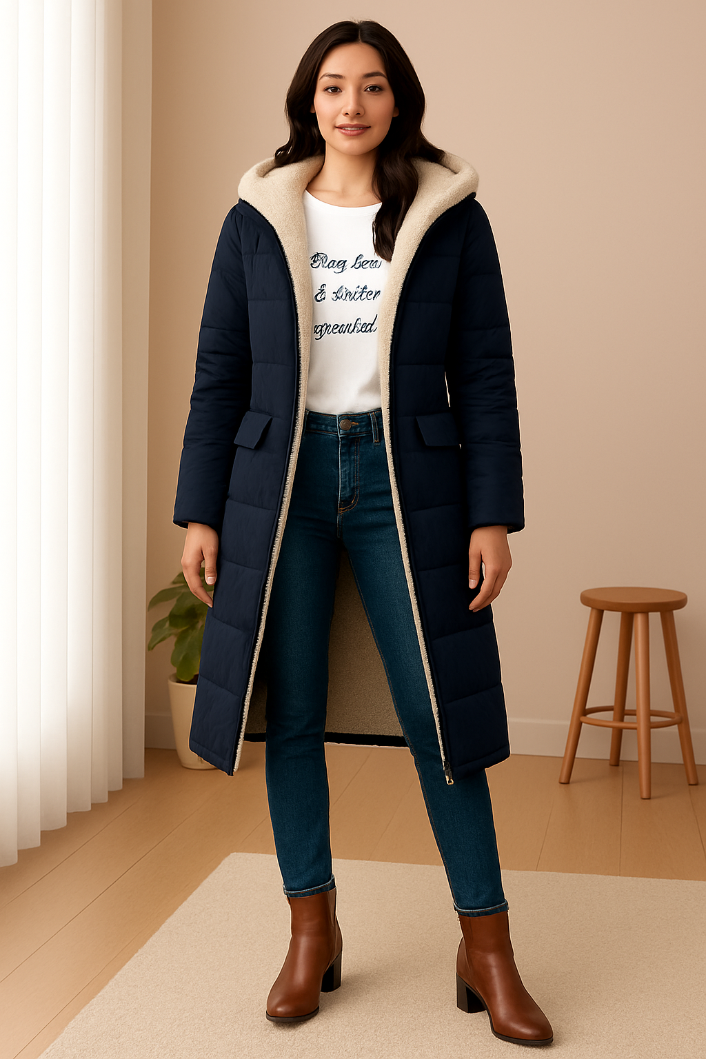Women's Long Jacket | Hood & Soft Lining