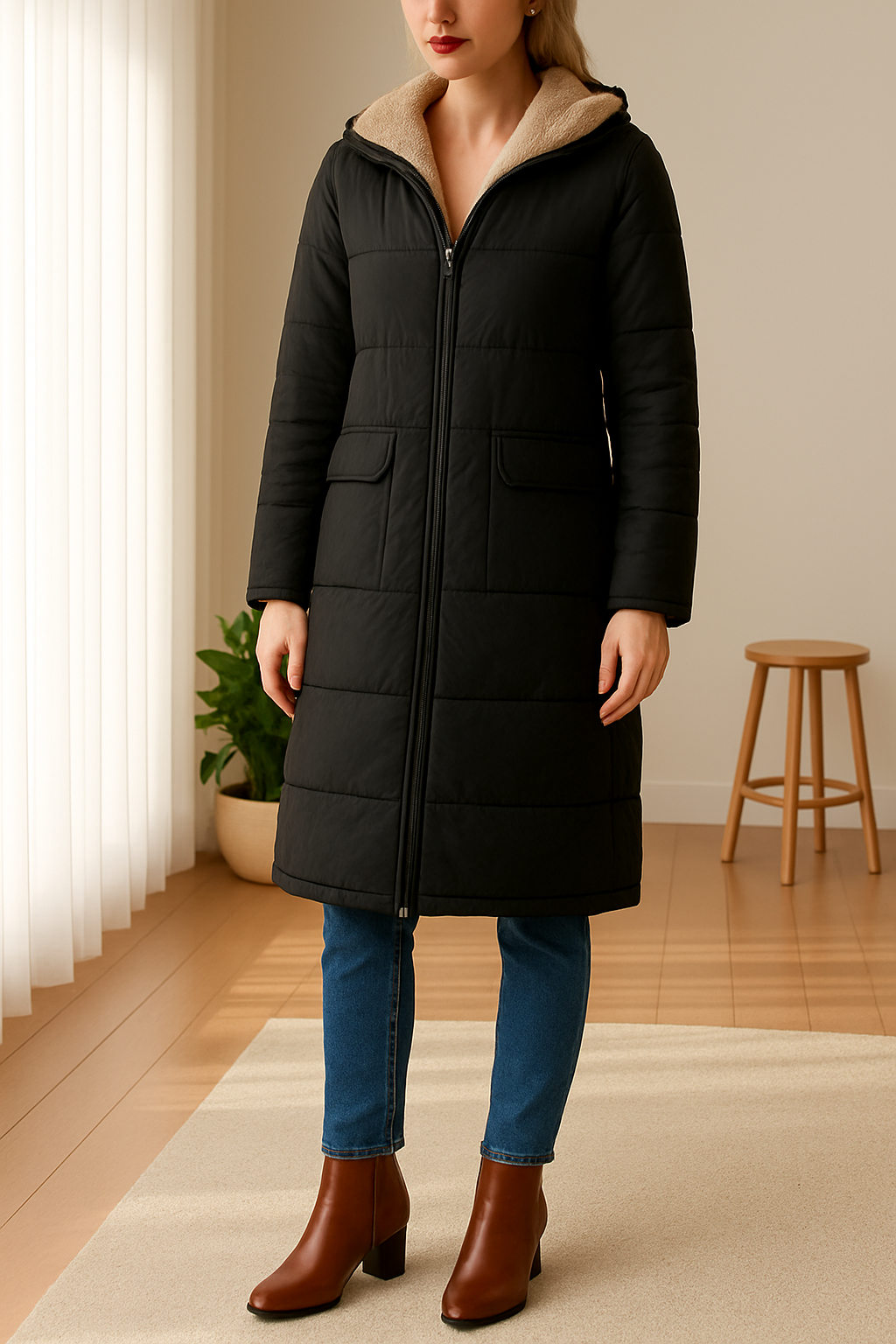 Women's Long Jacket | Hood & Soft Lining