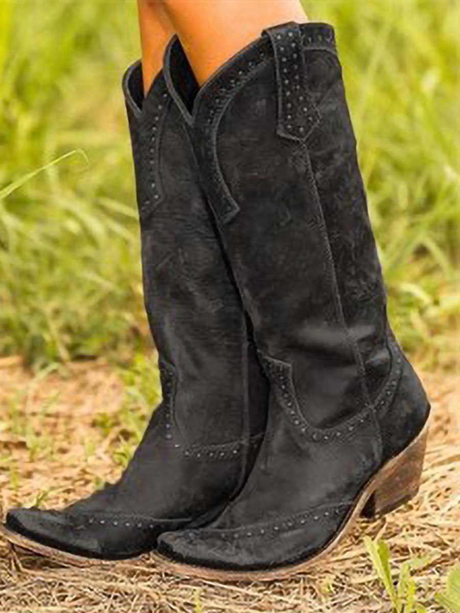 Women's Cowboy Boots | Knee-High with Stud Detail