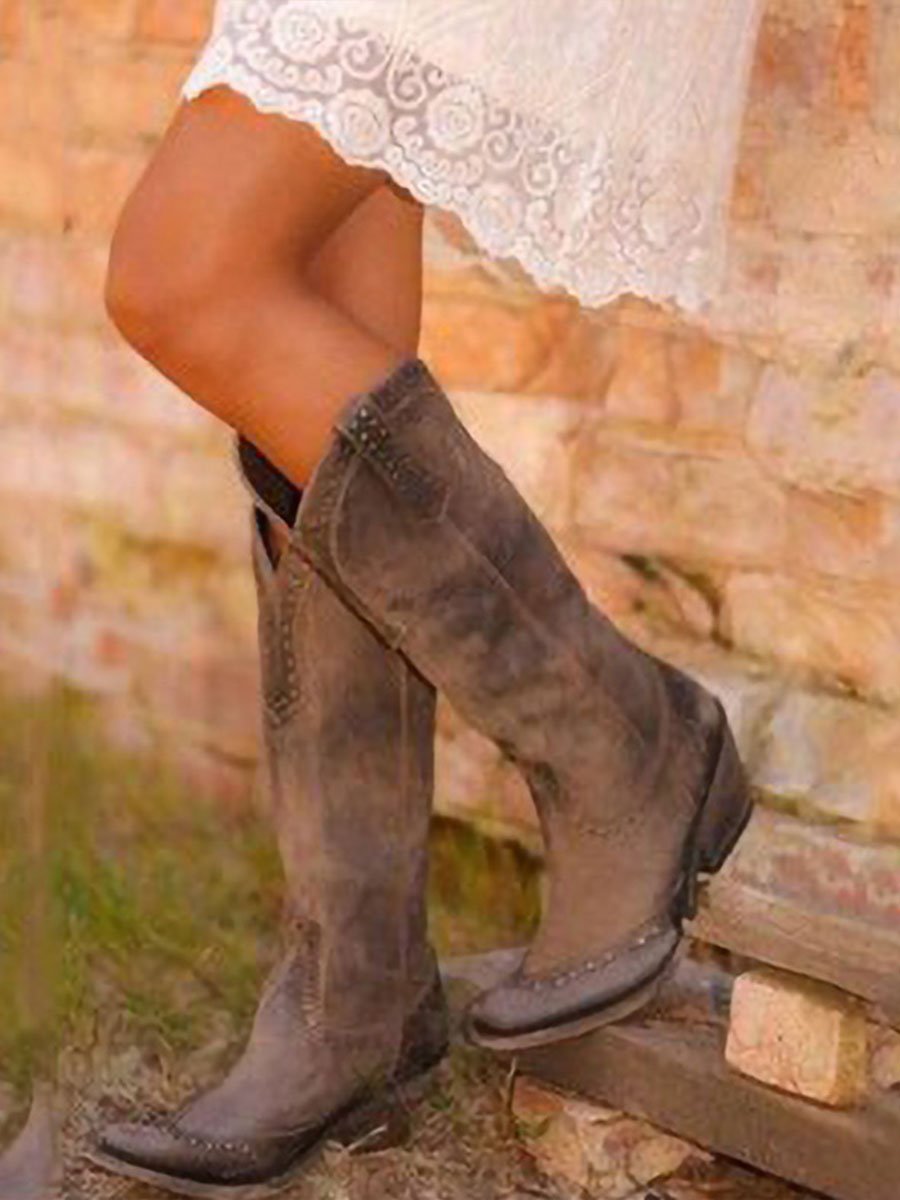 Women's Cowboy Boots | Knee-High with Stud Detail