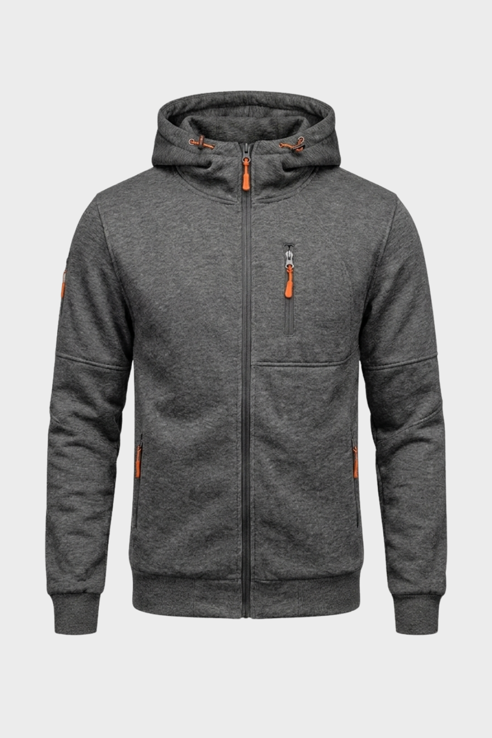 Men's Zip Hooded Sweatshirt | Sleeve Pocket
