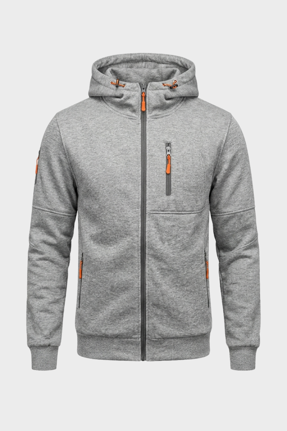 Men's Zip Hooded Sweatshirt | Sleeve Pocket