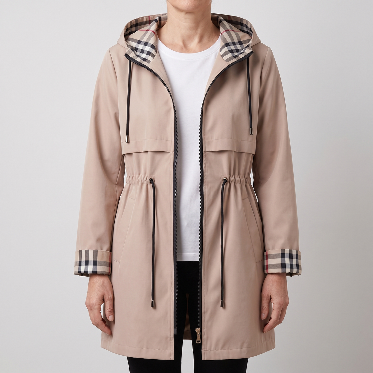 Women's Waterproof Jacket | Hooded with Drawstring Waist