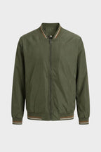 Men's Bomber Jacket with Zip and Stand-Up Collar