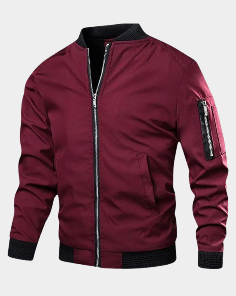 Men's Bomber Jacket | Sporty Zip & Practical Sleeve Pocket
