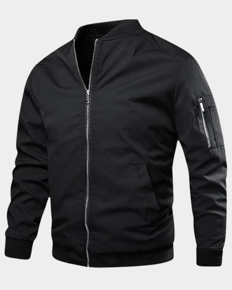 Men's Bomber Jacket | Sporty Zip & Practical Sleeve Pocket