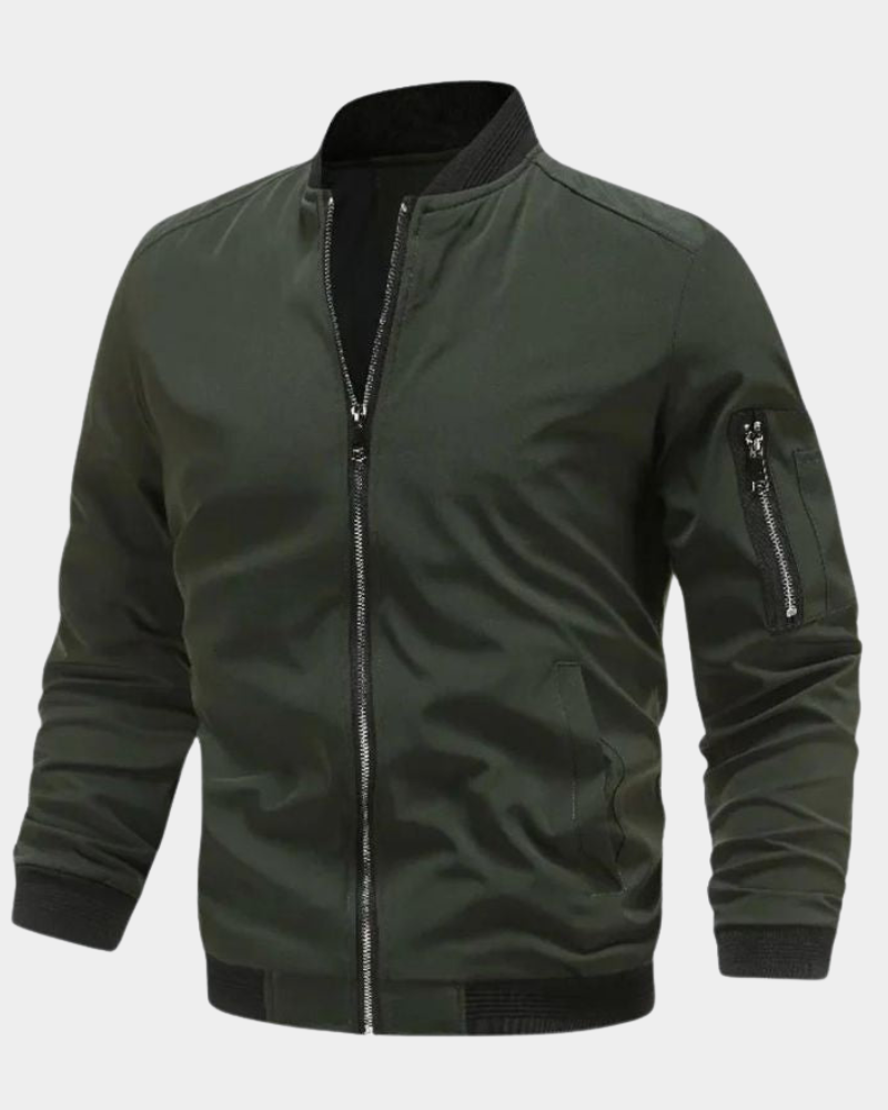 Men's Bomber Jacket | Sporty Zip & Practical Sleeve Pocket