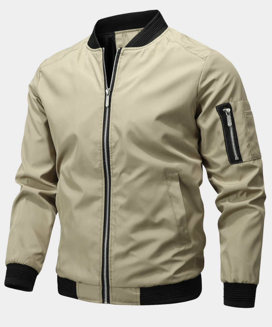 Men's Bomber Jacket | Sporty Zip & Practical Sleeve Pocket