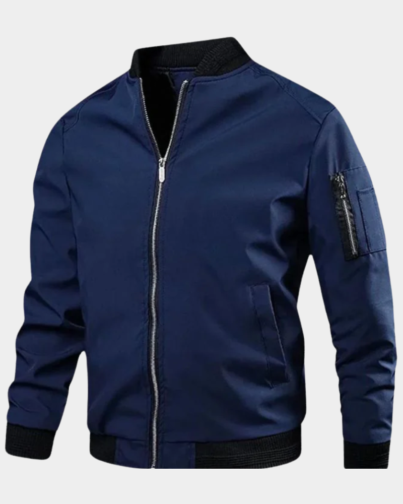 Men's Bomber Jacket | Sporty Zip & Practical Sleeve Pocket
