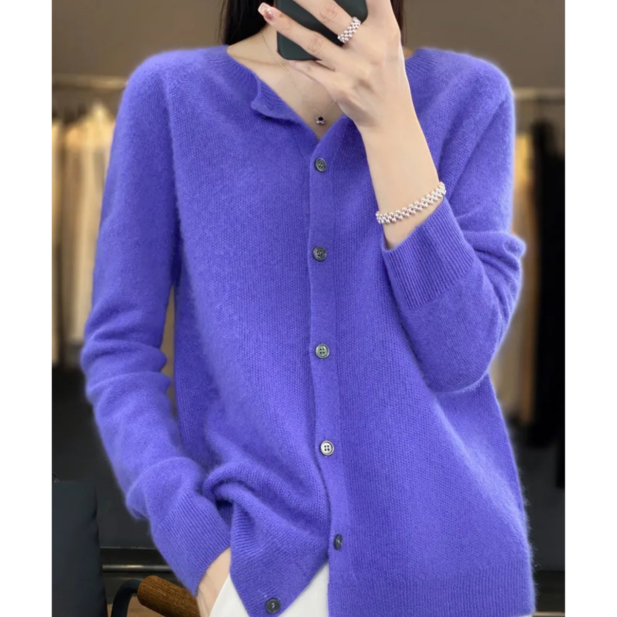 Women's Cardigan | Crew Neck & Long Sleeves