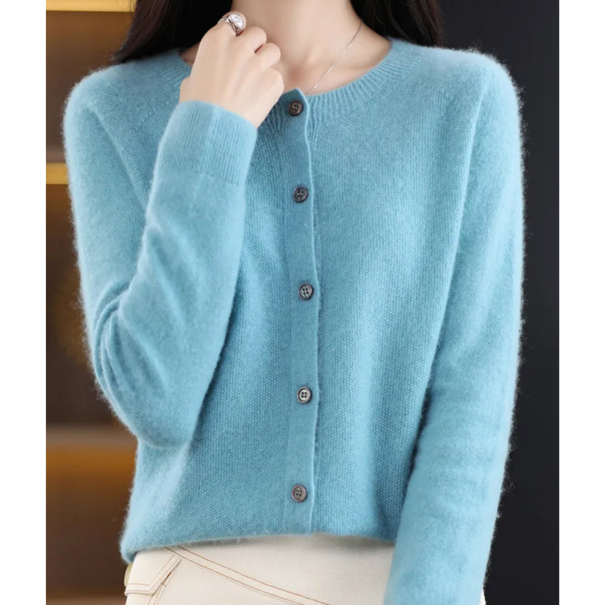 Women's Cardigan | Crew Neck & Long Sleeves