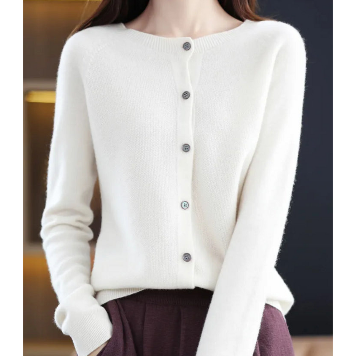 Women's Cardigan | Crew Neck & Long Sleeves