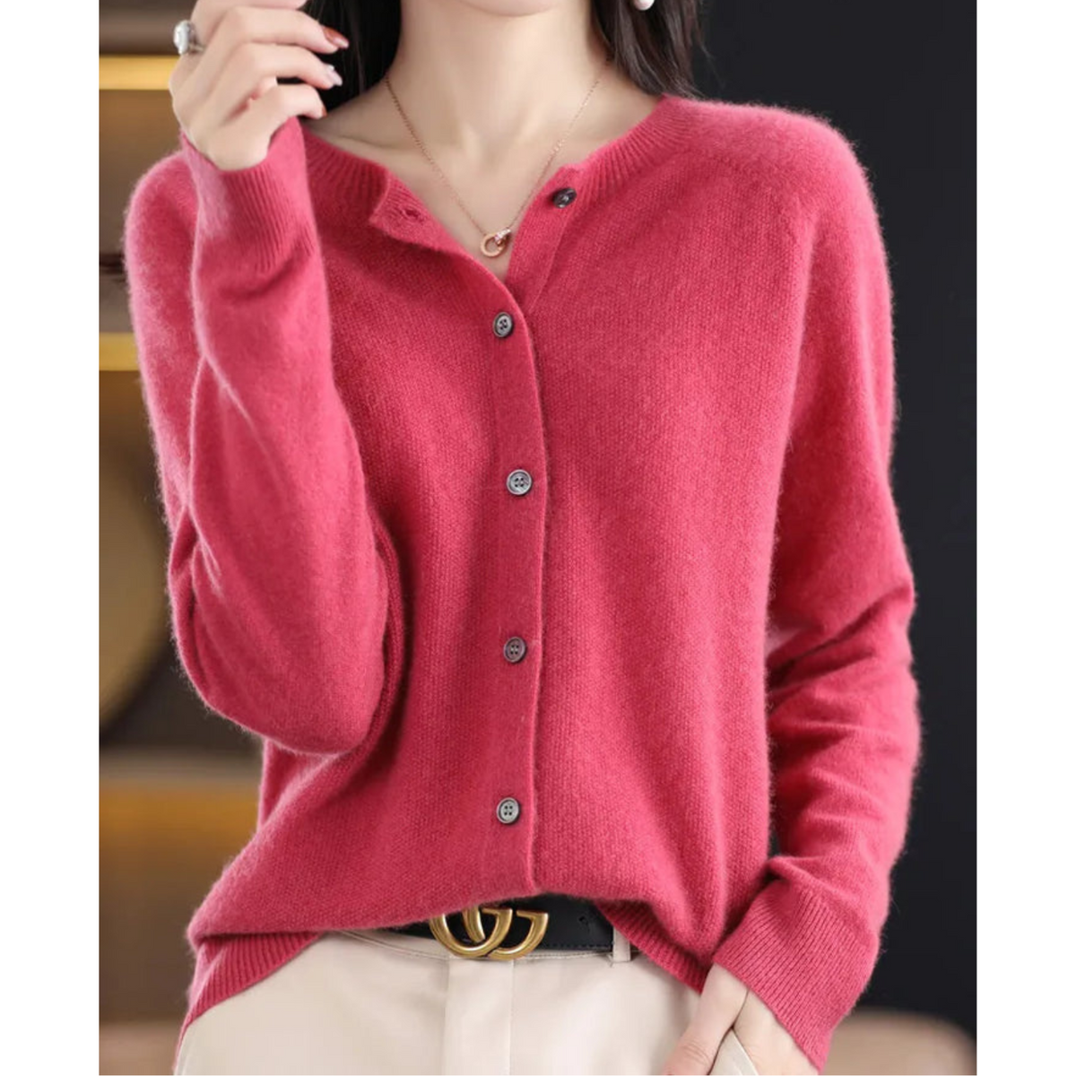 Women's Cardigan | Crew Neck & Long Sleeves