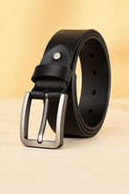 Everett | Leather Belt with Brushed Metal Buckle