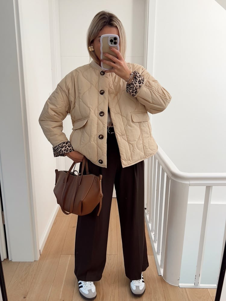 Women's Jacket | Quilting & Leopard Details