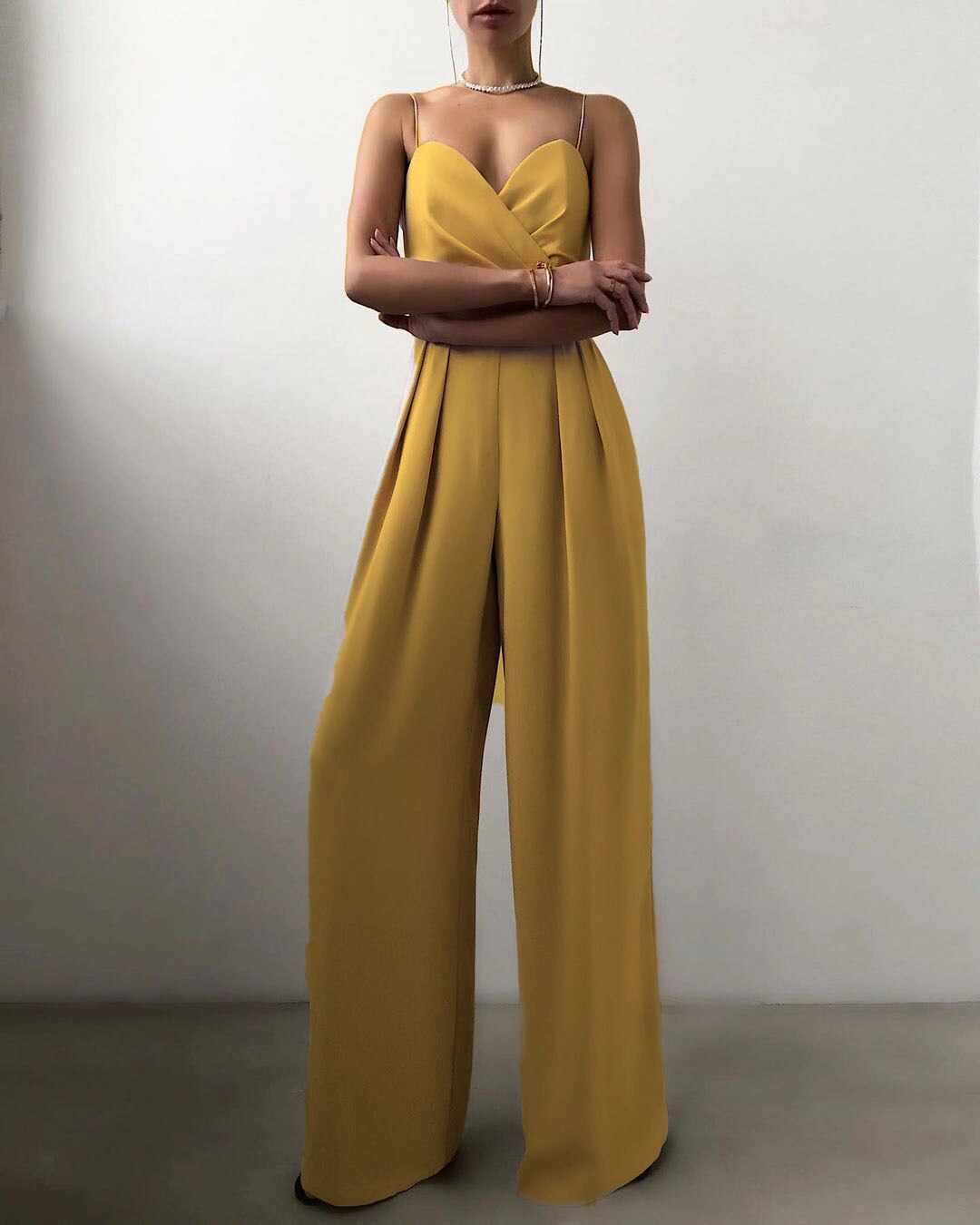 Women's Jumpsuit | Deep V-Neck & Wide Leg