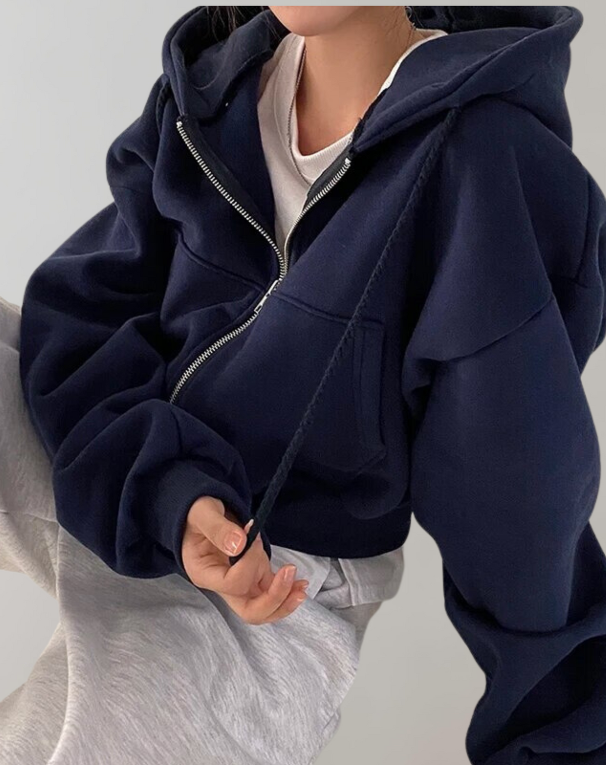 Women's Hoodie | Cropped & Two-Way Zip