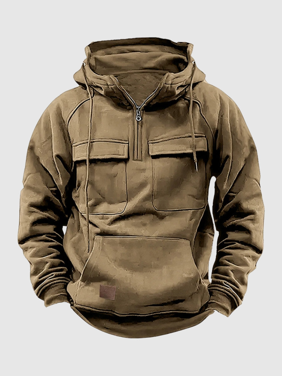 Men's Hoodie | Cargo Pockets & Quarter Zip
