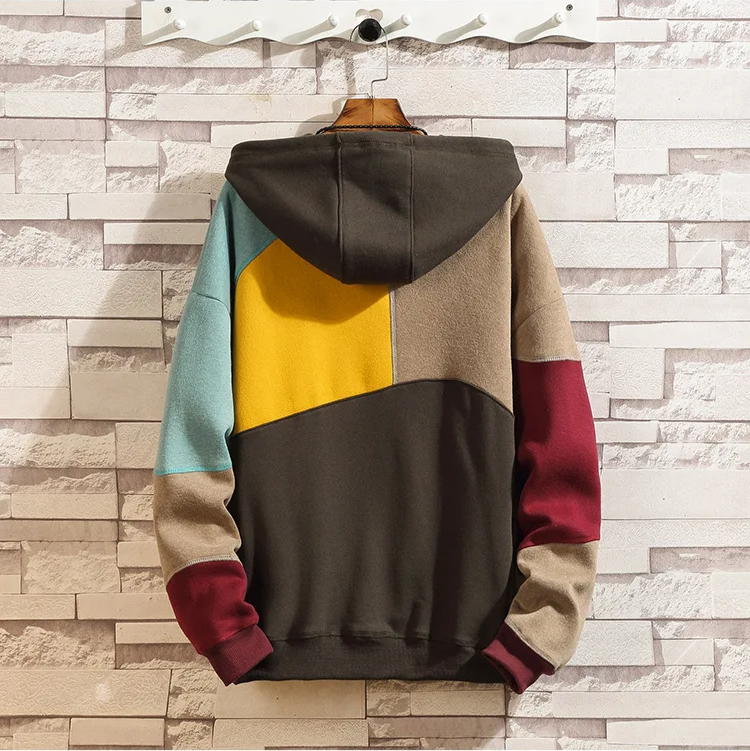 Men's Hoodie | Patchwork Design & Kangaroo Pocket