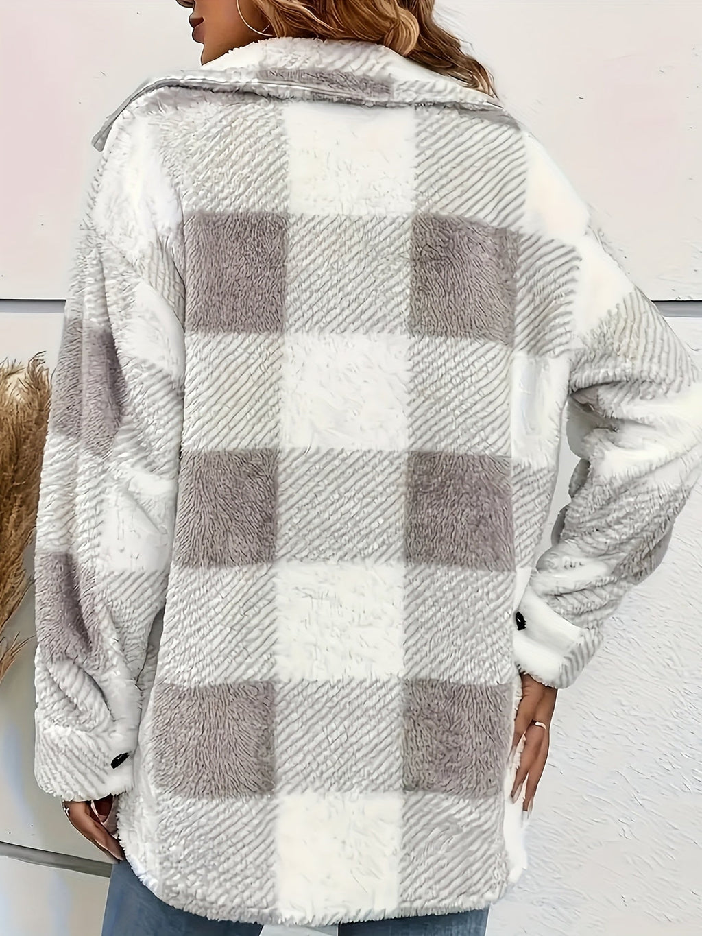 Women's Check Jacket | Button Front & Classic Collar