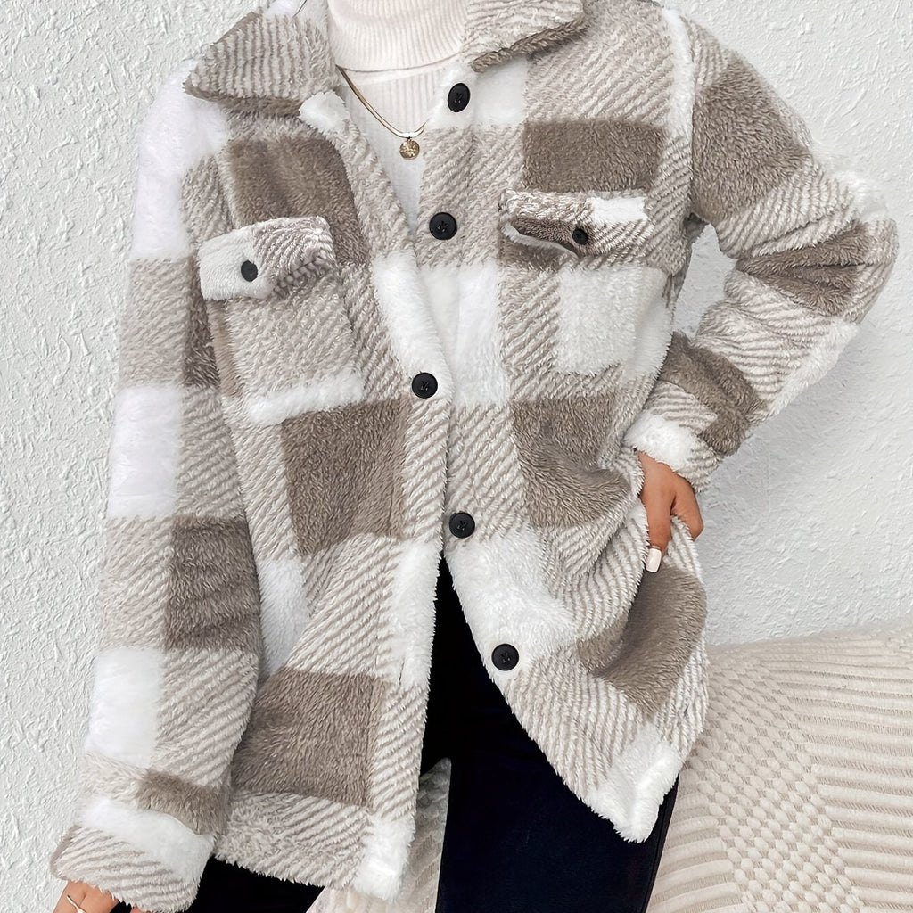 Women's Check Jacket | Button Front & Classic Collar
