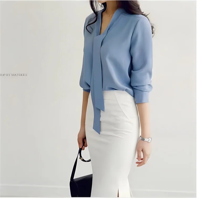 Women's Long Sleeve Blouse | Pussy-Bow Collar & Elegant