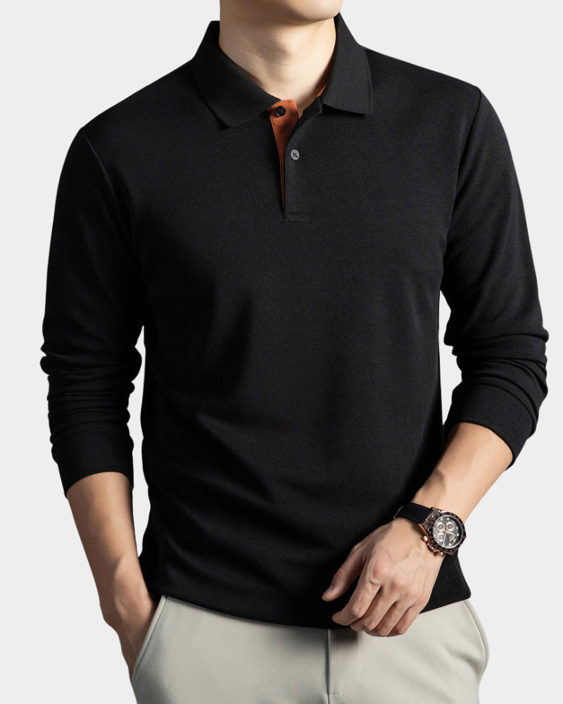 Men's Long Sleeve Shirt | Polo Collar & Fitted