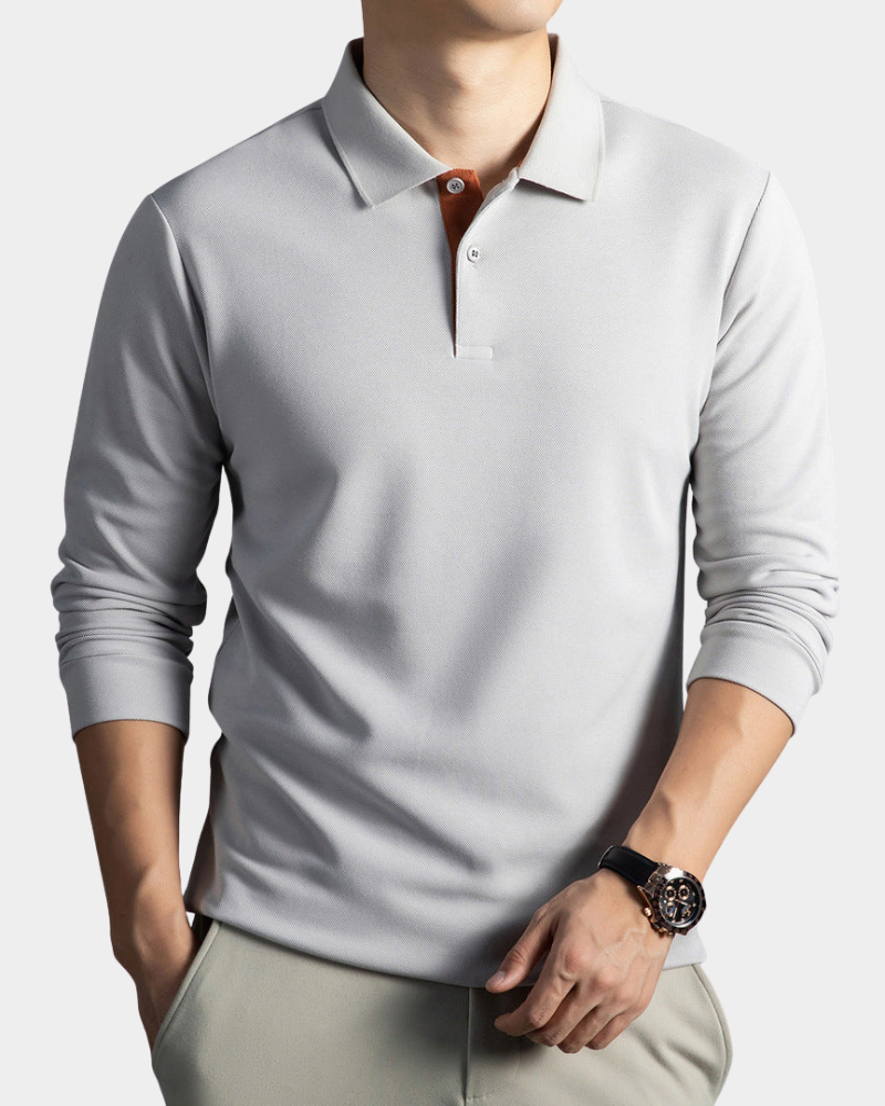 Men's Long Sleeve Shirt | Polo Collar & Fitted