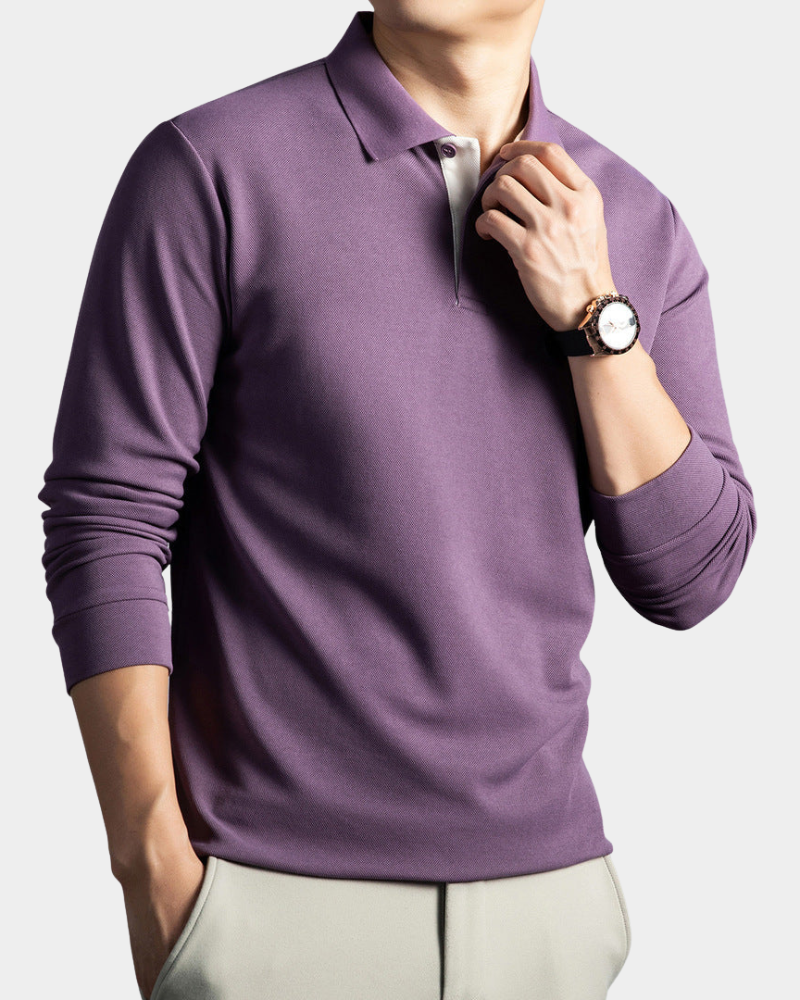 Men's Long Sleeve Shirt | Polo Collar & Fitted