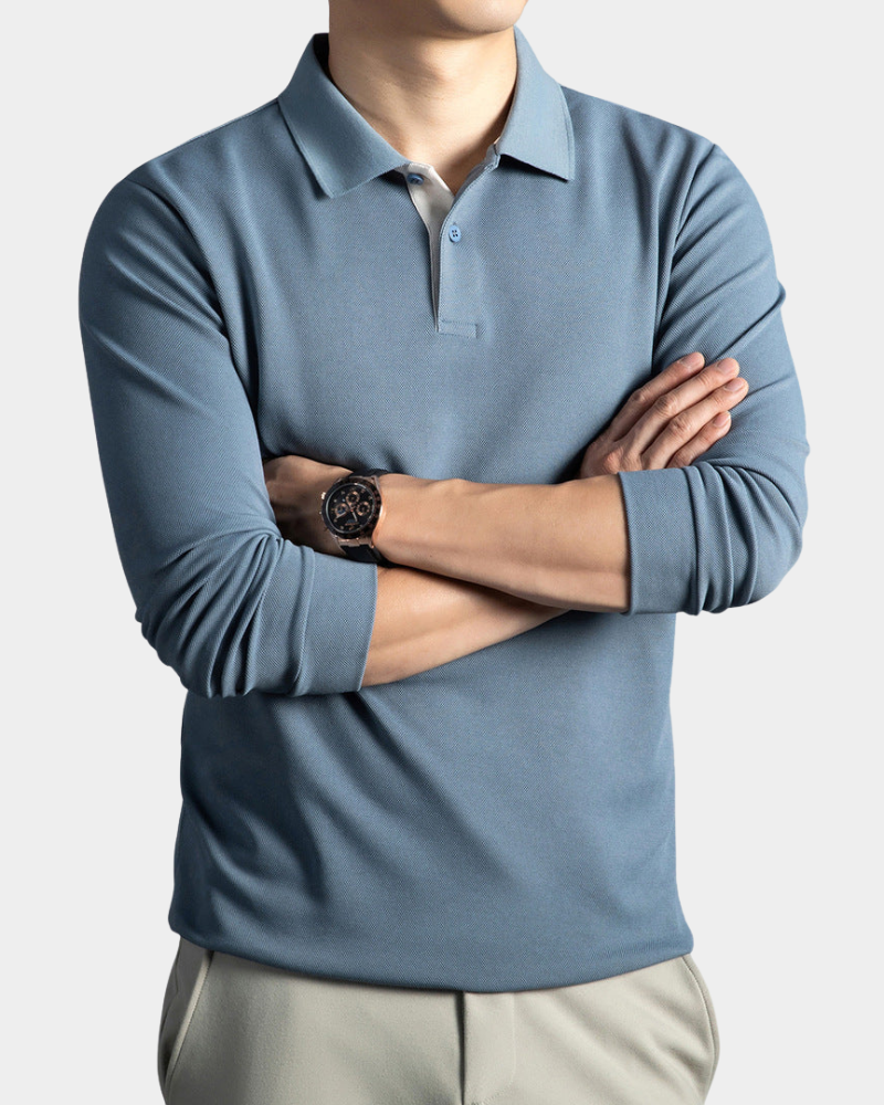 Men's Long Sleeve Shirt | Polo Collar & Fitted