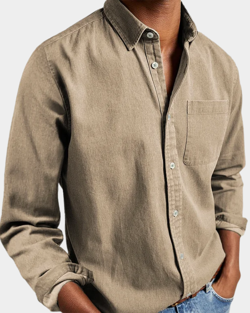 Men's Long Sleeve Polo | Neat Collar & Chest Pocket