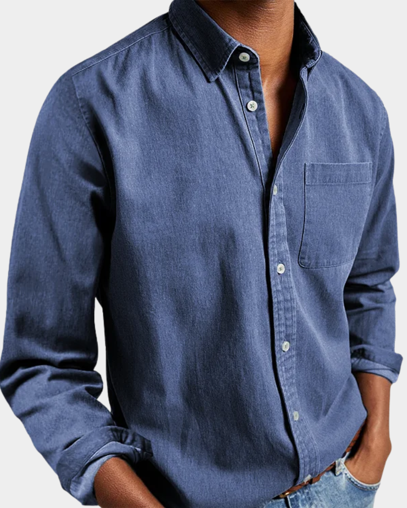 Men's Long Sleeve Polo | Neat Collar & Chest Pocket