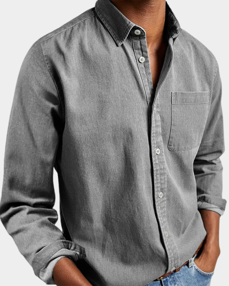 Men's Long Sleeve Polo | Neat Collar & Chest Pocket