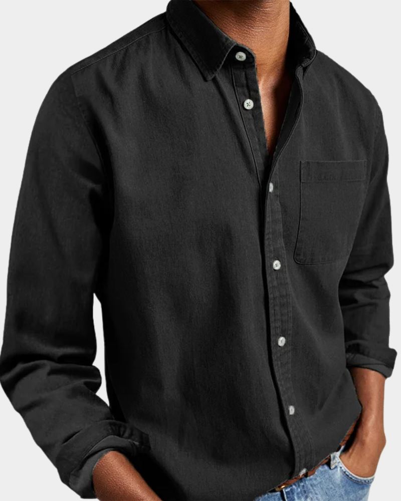 Men's Long Sleeve Polo | Neat Collar & Chest Pocket