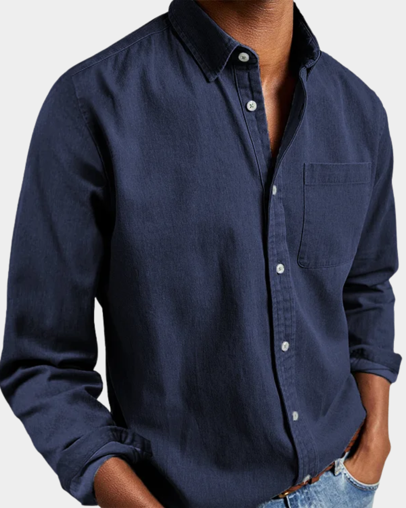 Men's Long Sleeve Polo | Neat Collar & Chest Pocket
