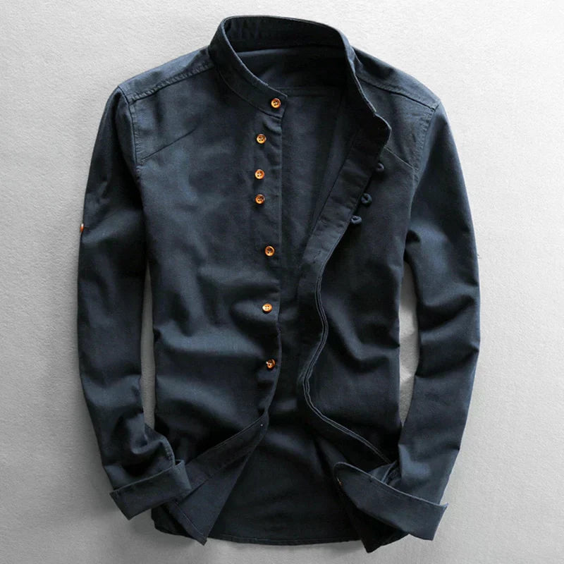 Men's Long Sleeve Polo | Stand Collar & Comfortable Fit