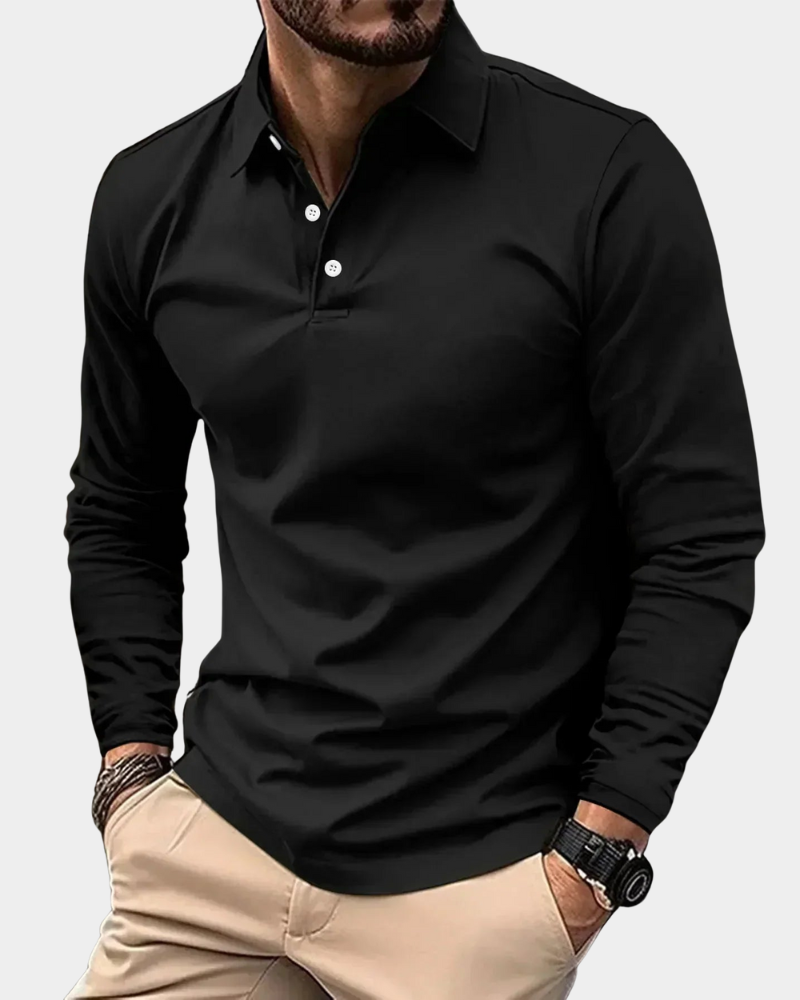 Men's Long Sleeve Polo Shirt | Clean Collar & Athletic Fit