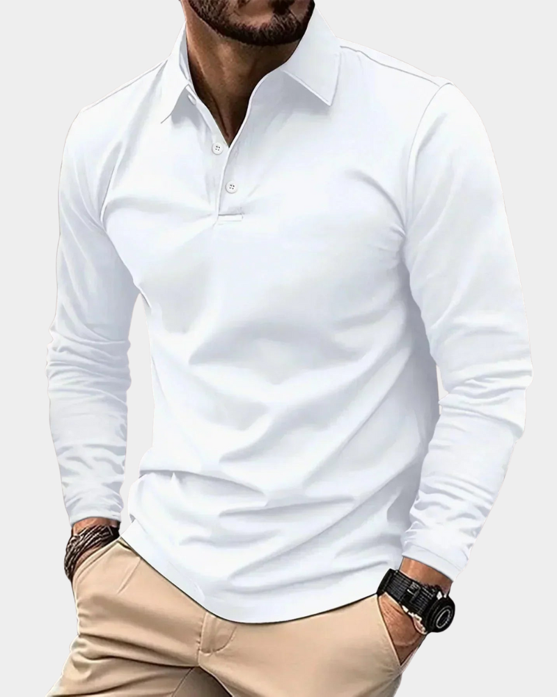 Men's Long Sleeve Polo Shirt | Clean Collar & Athletic Fit