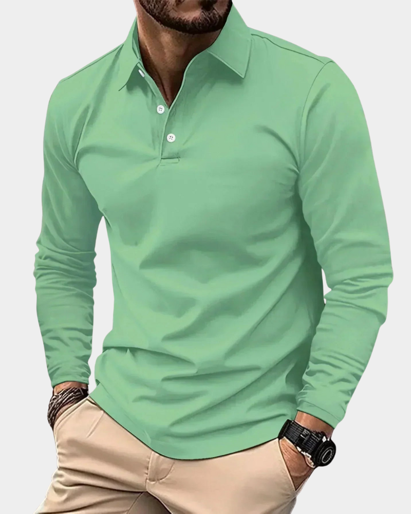 Men's Long Sleeve Polo Shirt | Clean Collar & Athletic Fit