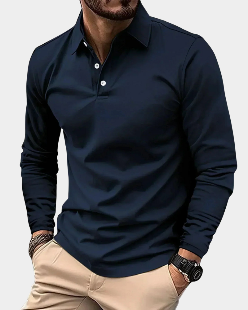 Men's Long Sleeve Polo Shirt | Clean Collar & Athletic Fit