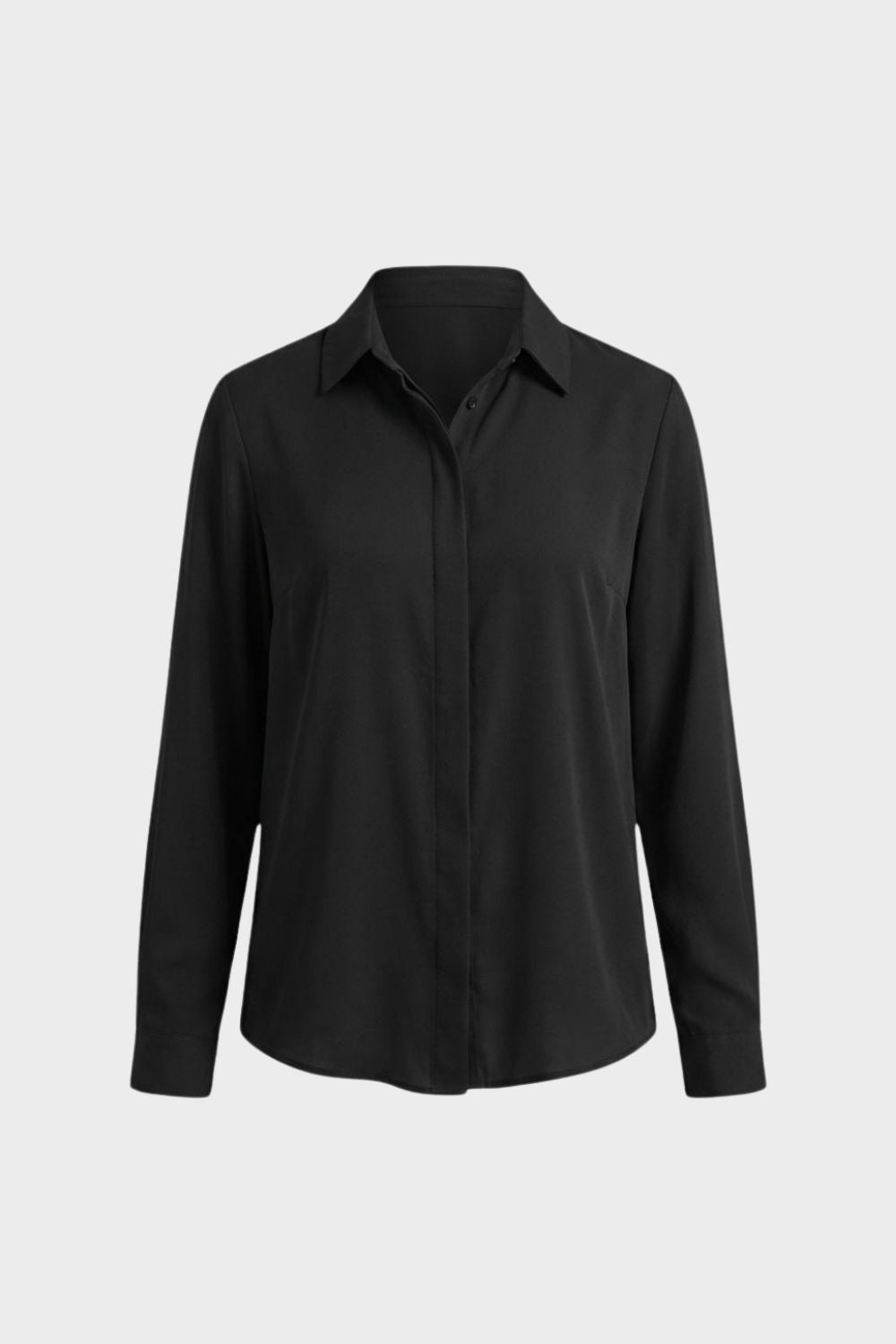 Women's Long Sleeve Blouse with Collar and Button Placket