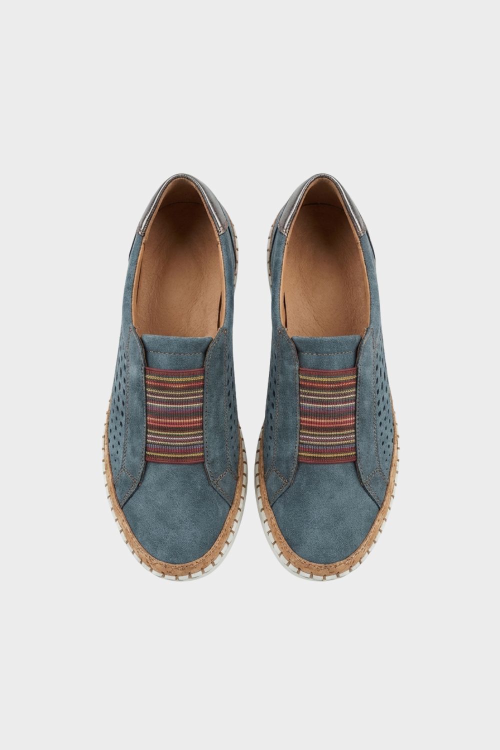 Women's Slip-On Shoes with Elastic Insert and Perforated Design