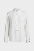 Women's Blouse with Stand-Up Collar and Button Placket, Long Sleeve
