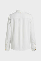 Women's Blouse with Stand-Up Collar and Button Placket, Long Sleeve