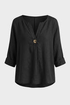 Women's Blouse with V-Neck and Button