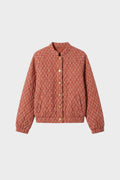 Women's Quilted Jacket with Press Studs and Stand-Up Collar