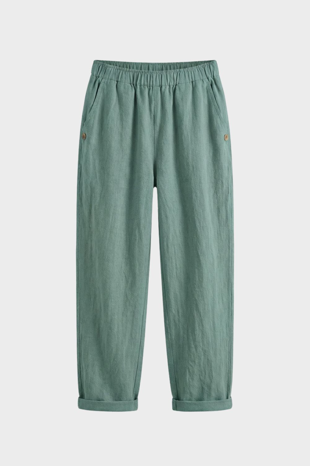 Women's Trousers with Elastic Waistband and Straight Leg